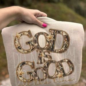 GOD IS GOOD CAMO - FAUX EMBROIDERY - DTF TRANSFER