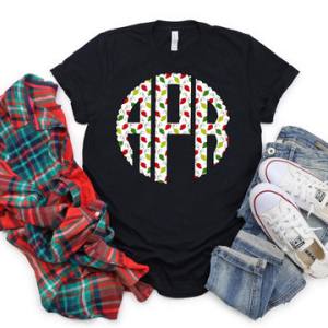 CHRISTMAS LIGHTS MONOGRAM - CUSTOM TRANSFER