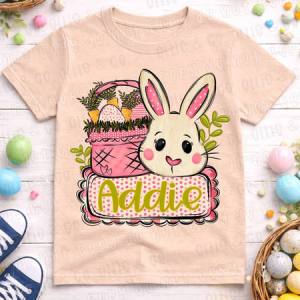 GIRL EASTER BUNNY WITH BASKET - CUSTOM TRANSFER