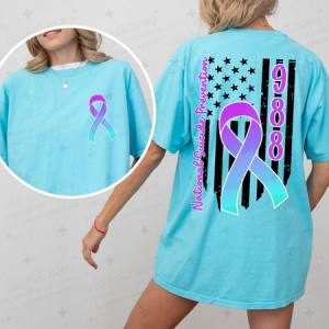 NATIONAL SUICIDE PREVENTION 988 - BLACK FLAG BACKGROUND - FRONT+BACK - DTF TRANSFER