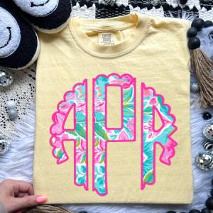 PREPPY FLORAL MONOGRAM - CUSTOM TRANSFER