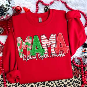 HAND LETTERED CHRISTMAS, MAMA AUNT GRANDMA ETC W/ KID NAMES - CUSTOM TRANSFER