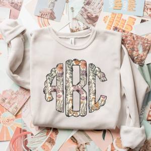 SPRING FLOWERS - MONOGRAM - CUSTOM TRANSFER