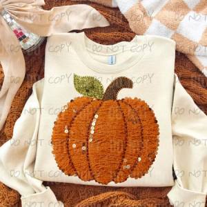 FALL PUMPKIN FAUX YARN SEQUINS - DTF TRANSFER