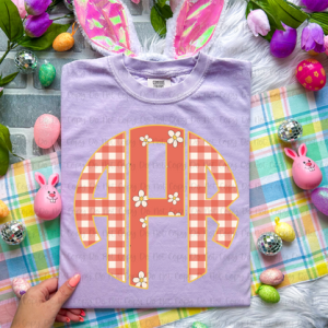 FLORAL & PLAID - MONOGRAM - CUSTOM TRANSFER