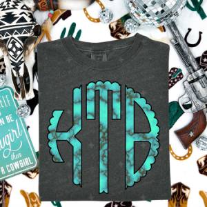 TURQUOISE MONOGRAM - CUSTOM TRANSFER