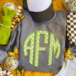 GREEN & PINK SPRING - MONOGRAM - CUSTOM TRANSFER