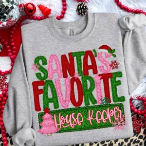 SANTA'S FAVORITE HOUSE KEEPER - FAUX YARN - DTF TRANSFER