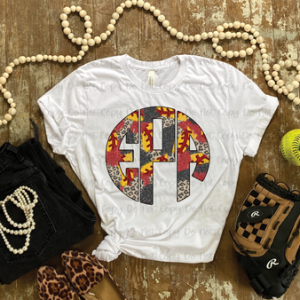 SOFTBALL BRUSHSTROKE MONOGRAM - CUSTOM TRANSFER