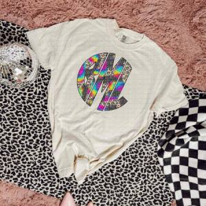 RAINBOW LEOPARD MONOGRAM - CUSTOM TRANSFER