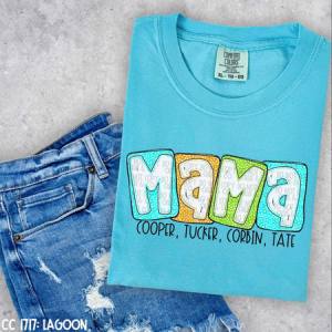Bright Dotted Boxy- Mama, Aunt, Grandma, Etc. with Kids names - CUSTOM TRANSFER