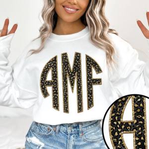 BLACK & GOLD LEOPARD MONOGRAM - CUSTOM TRANSFER