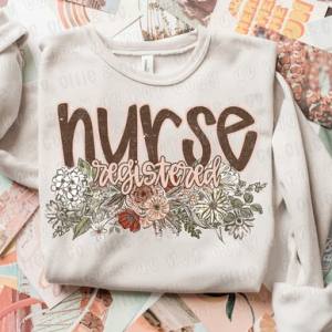 VINTAGE FLORAL REGISTERED NURSE - DTF TRANSFER