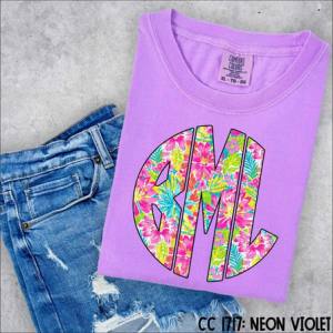 SUMMER FLOWERS MONOGRAM - CUSTOM TRANSFER