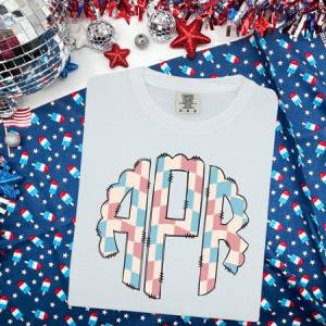 PATRIOTIC CHECKER MONOGRAM - CUSTOM TRANSFER