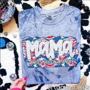 PATRIOTIC TIE DYE MAMA,AUNT,GRANDMA ETC W/ KIDS NAMES - CUSTOM TRANSFER