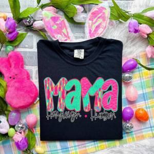 FUNKY ZEBRA - MAMA,AUNT,GRANDMA ETC W/ KIDS NAME - CUSTOM TRANSFER