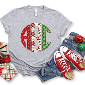 CHRISTMAS TRIO MONOGRAM - CUSTOM TRANSFER