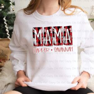 MAMA BUFFALO PLAID BLOCK W/ NAMES - CUSTOM TRANSFER