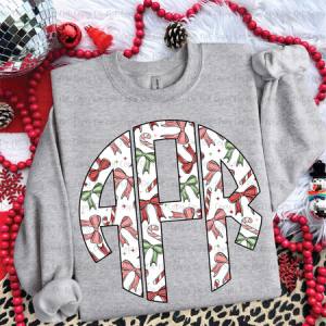 CHRISTMAS BOW MONOGRAM - CUSTOM TRANSFER