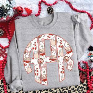 DISCO PINK CHRISTMAS MONOGRAM - CUSTOM TRANSFER