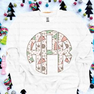 PINK CHRISTMAS TREE MONOGRAM - CUSTOM TRANSFER