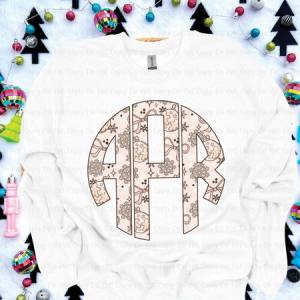 SNOWFLAKE & GINGERBREAD MONOGRAM - CUSTOM TRANSFER