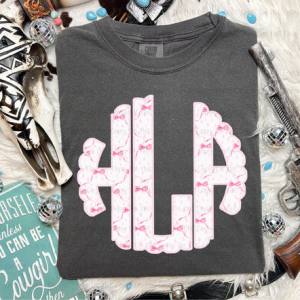 COQUETTE PINK BOW MONOGRAM - CUSTOM TRANSFER