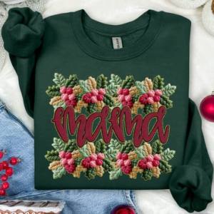 FRENCH KNOT FAUX YARN HOLLY FRAME - CUSTOM TRANSFER