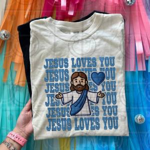 JESUS LOVES YOU BLUE - DTF TRANSFER