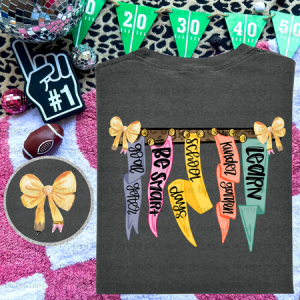 COQUETTE SCHOOL GRADE PENNANTS - FRONT+BACK - CUSTOM TRANSFER