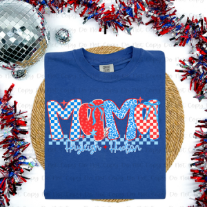 PATRIOTIC - MAMA,AUNT,GRANDMA,ETC W/ KIDS NAMES - CUSTOM TRANSFER