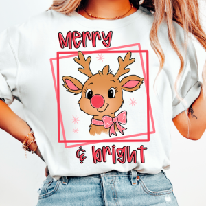 MERRY AND BRIGHT REINDEER - DTF TRANSFER