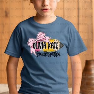 COQUETTE PENCIL NAME AND GRADE - CUSTOM TRANSFER