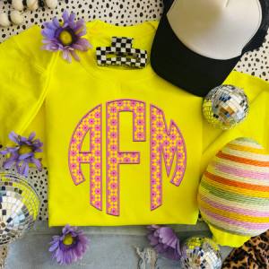 PINK & YELLOW SPRING - MONOGRAM - CUSTOM TRANSFER