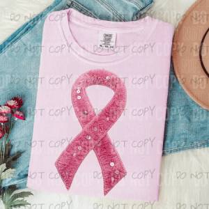 PINK BREAST CANCER RIBBON FAUX YARN - DTF TRANSFER