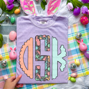 PEEPS CORAL & MINT - MONOGRAM - CUSTOM TRANSFER