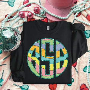 WAVY RAINBOW MONOGRAM - CUSTOM TRANSFER