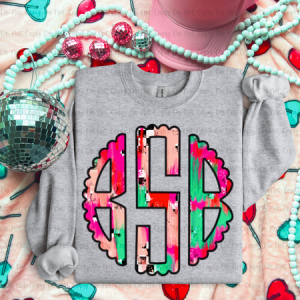 PINK & GREEN BRUSHSTROKE MONOGRAM - CUSTOM TRANSFER