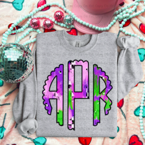 PURPLE & GREEN BRUSHSTROKE MONOGRAM - CUSTOM TRANSFER