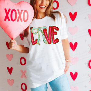 LOVE GLITSY BOW - DTF TRANSFER