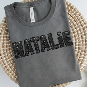 BLACK GLITTER NAMES - FAUX GLITTER - CUSTOM TRANSFER