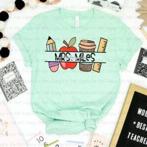 TEACHER SUPPLIES NAME W/ KNOCKOUT - CUSTOM TRANSFER