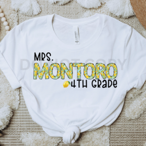 LEMON TEACHER NAME W/ GRADE - CUSTOM TRANSFER