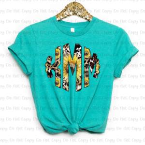 COW LEOPARD SUNFLOWER MONOGRAM - CUSTOM TRANSFER