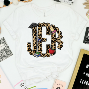 LEOPARD SCHOOL MONOGRAM - CUSTOM TRANSFER