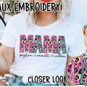 WILD ANIMAL TITLE W/ KIDS NAMES - FAUX EMBROIDERY - CUSTOM TRANSFER