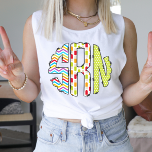 CHEVRON POPSICLES & POLKA DOTS MONOGRAM - CUSTOM TRANSFER