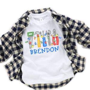 TOOLS W/ CHRISTMAS LIGHTS & NAME - CUSTOM TRANSFER