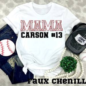 SPORTS TITLE W/ KIDS NAME - FAUX CHENILLE - CUSTOM TRANSFER